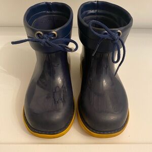 Mini Melissa Navy and Yellow Kids Rain Boots